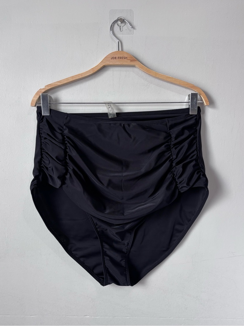 ✨3/$30✨ SHEIN Curve High-Waisted Ruched Bikini Bottoms | Solid Black | Size 1XL